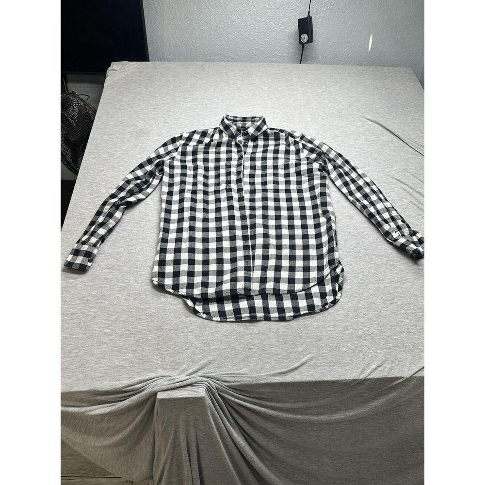 Madewell Women's XS Shirt Top Black‎ White Plaid Fall Top